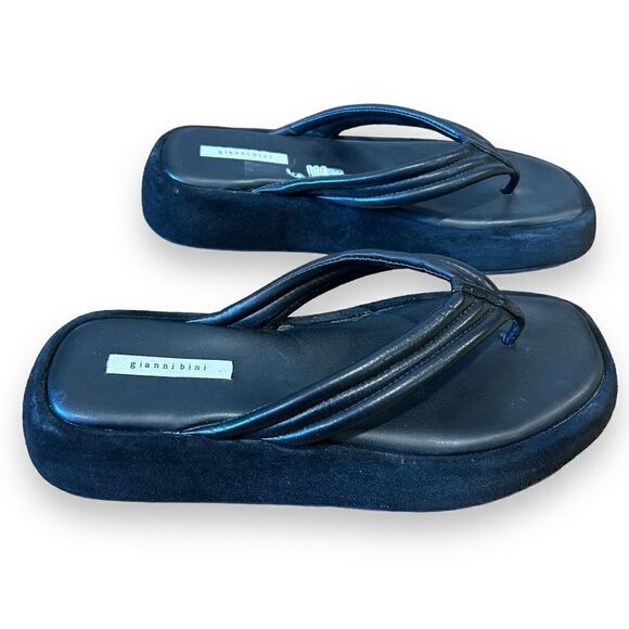 Gianni Bini Wesley Leather Suede Platform Flip Flop Thong Sandals Cushion Straps - Picture 5 of 12